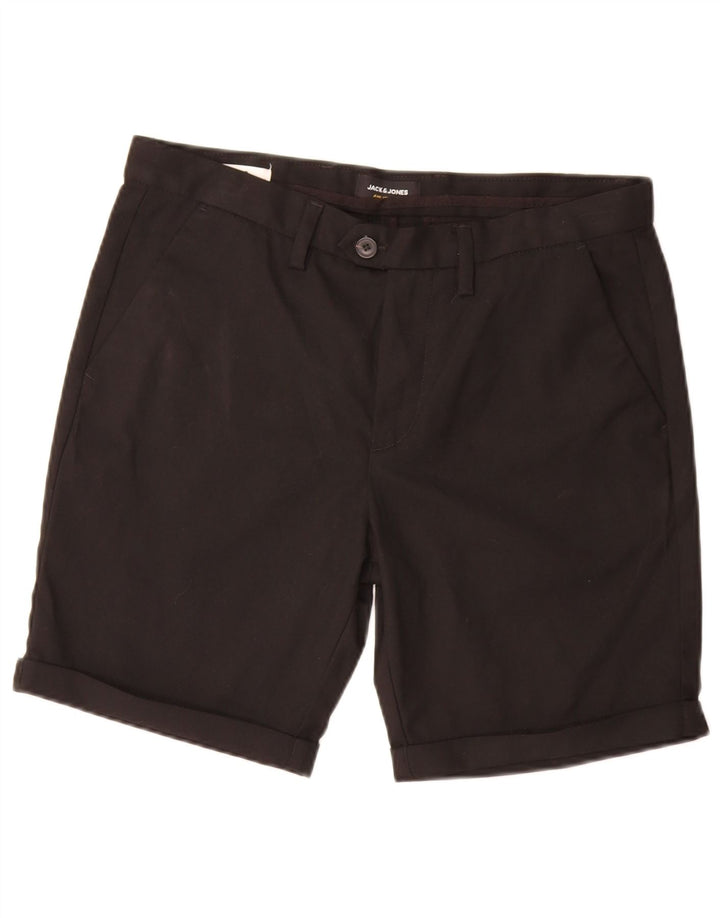JACK & JONES Mens Chino Shorts Medium W30 Black Polyester