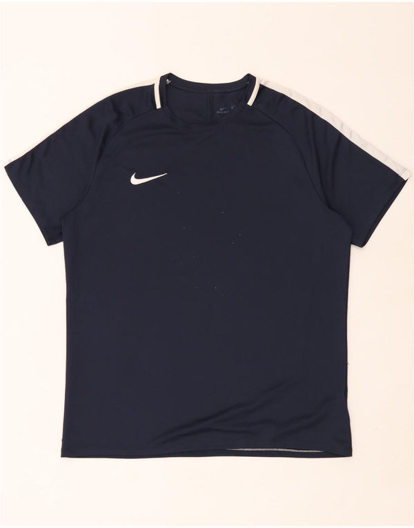 Nike Mens Dri Fit T-Shirt Top XL Navy Blue Colourblock