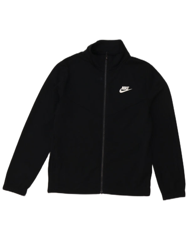 Nike Boys Graphic Tracksuit Top Jacket 12-13 Years Large Black Polyester