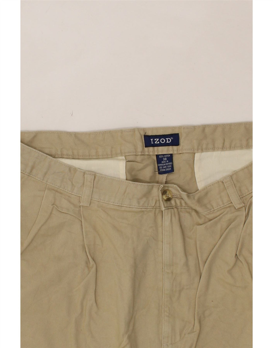 IZOD Mens Chino Shorts W38 XL Beige Cotton Vintage Izod and Second-Hand Izod from Messina Hembry 