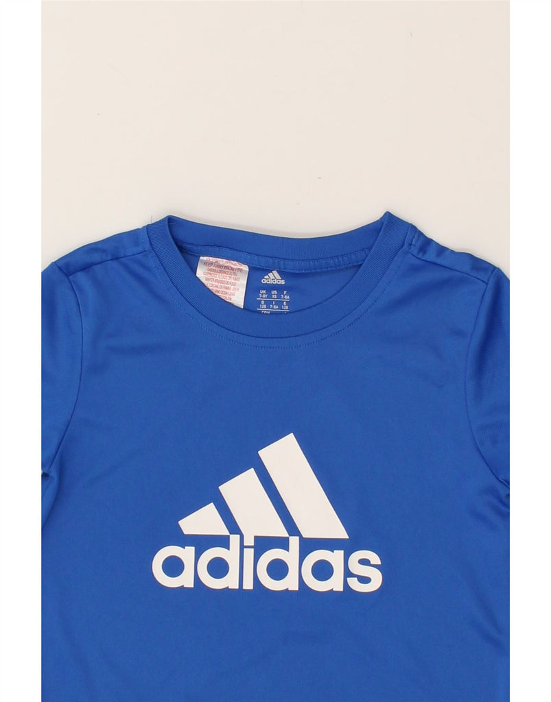 ADIDAS Boys Climalite Graphic T-Shirt Top 7-8 Years Blue Polyester | Vintage Adidas | Thrift | Second-Hand Adidas | Used Clothing | Messina Hembry 