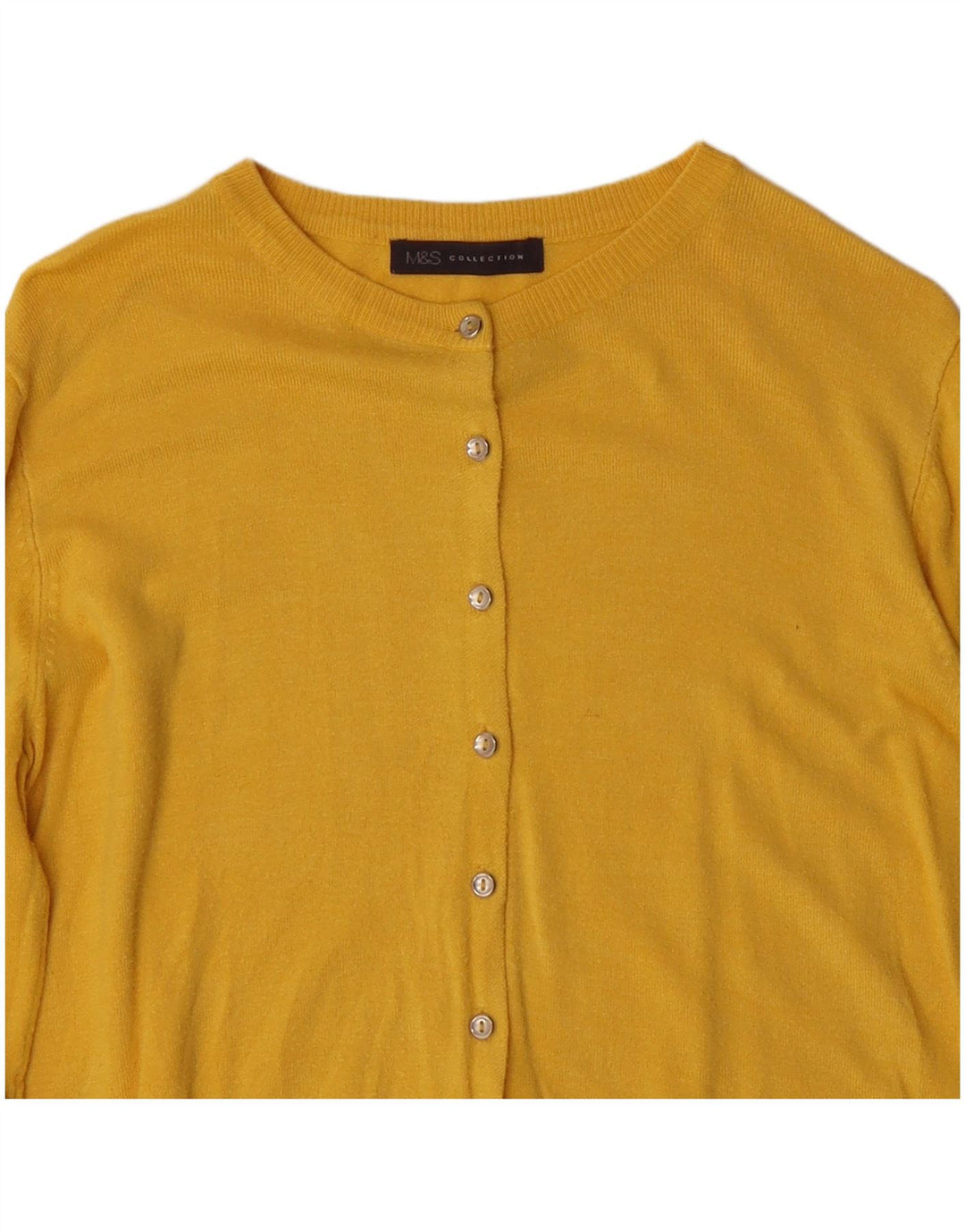 Marks & Spencer Womens Cardigan Sweater UK 14 Medium Yellow Viscose