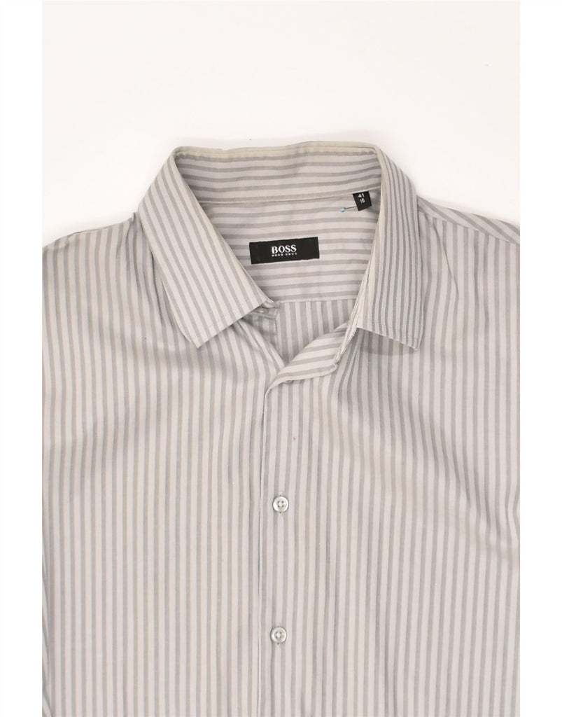 HUGO BOSS Mens Shirt Size 15 41 Medium Grey Striped Cotton | Vintage Hugo Boss | Thrift | Second-Hand Hugo Boss | Used Clothing | Messina Hembry 