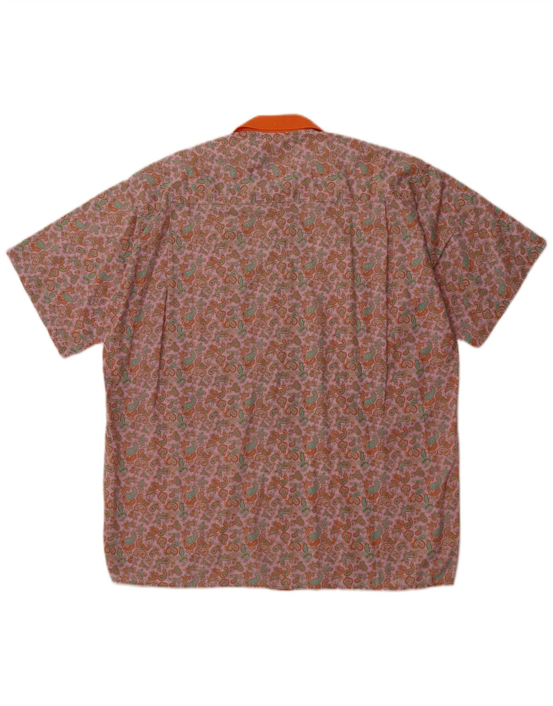 PULLOVERIA Mens Short Sleeve Shirt Medium Pink Paisley Retro