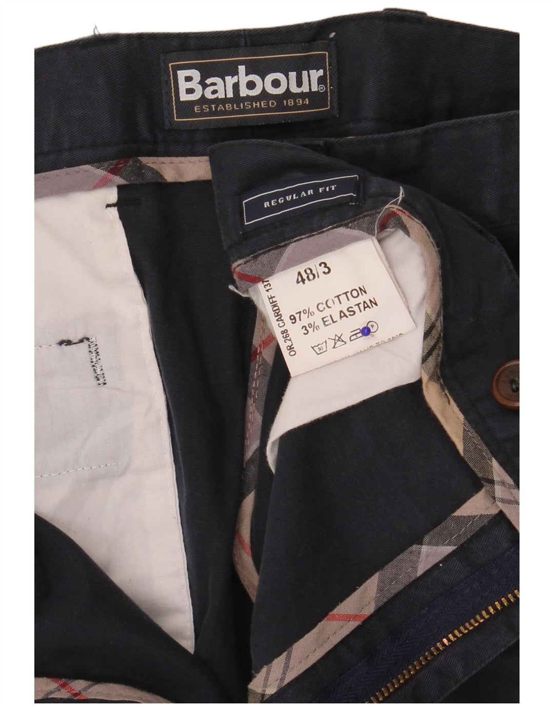 Barbour Mens Regular Fit Chino Trousers IT 48 Medium W36 L32 Navy Blue