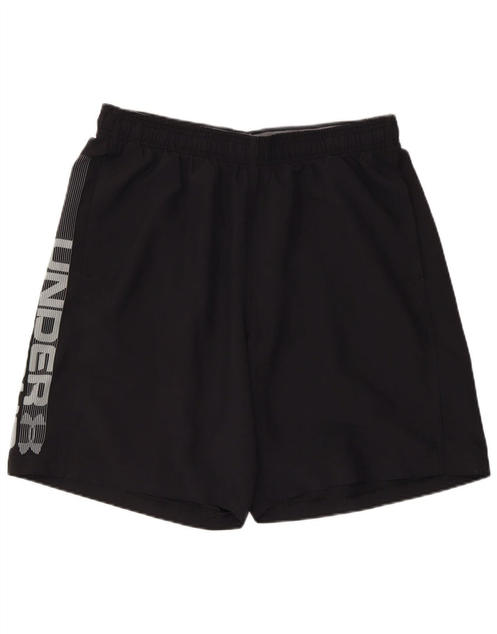 UNDER ARMOUR Mens Heat Gear Graphic Sport Shorts Large  Black Polyester