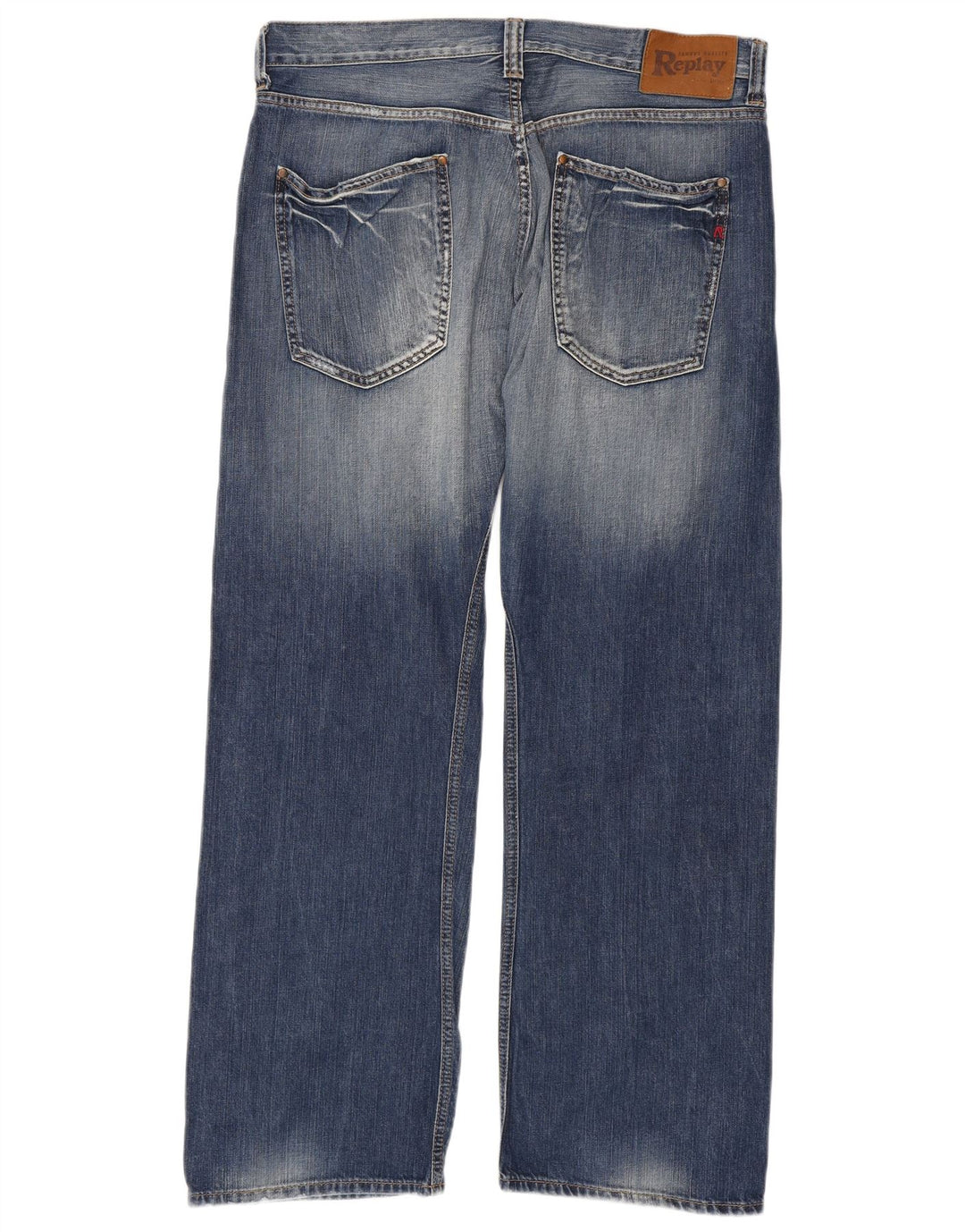 REPLAY Mens Straight Jeans W36 L34  Blue Cotton