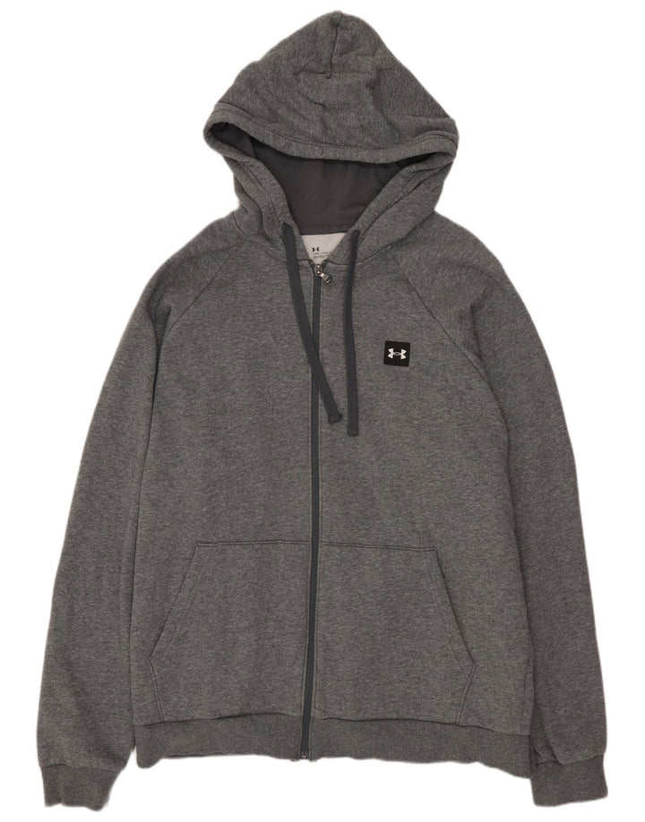 Under Armour Mens Cold Gear Zip Hoodie Sweater Large Grey Flecked Cotton
