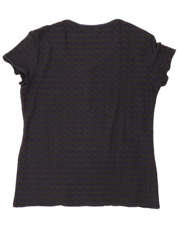 Emporio Armani Womens T-Shirt Top IT 52 2XL Navy Blue Geometric