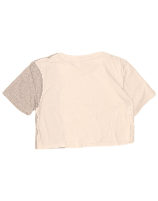 Calvin Klein Jeans Womens Crop T-Shirt Top UK 14 Medium Grey Colourblock