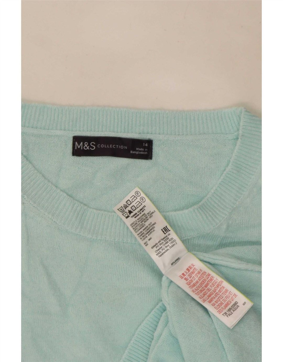 Marks & Spencer Womens Boat Neck Jumper Sweater UK 14 Large Turquoise