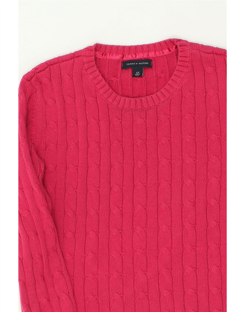 TOMMY HILFIGER Womens Crew Neck Jumper Sweater UK 10 Small Pink Cotton | Vintage Tommy Hilfiger | Thrift | Second-Hand Tommy Hilfiger | Used Clothing | Messina Hembry 