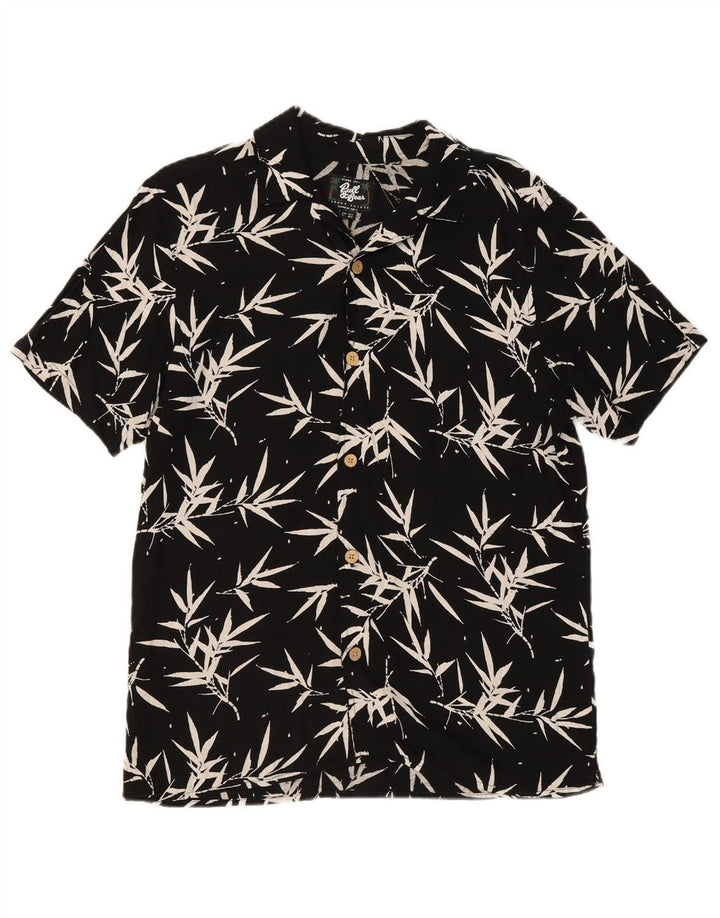 PULL & BEAR Mens Short Sleeve Shirt Size 40 Medium Black Floral