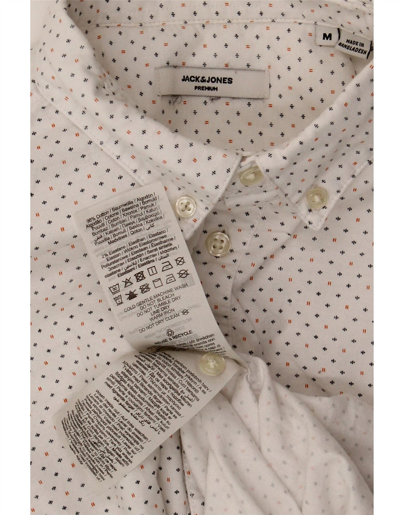 JACK & JONES Mens Shirt Medium White Spotted Cotton Vintage Jack & Jones and Second-Hand Jack & Jones from Messina Hembry 