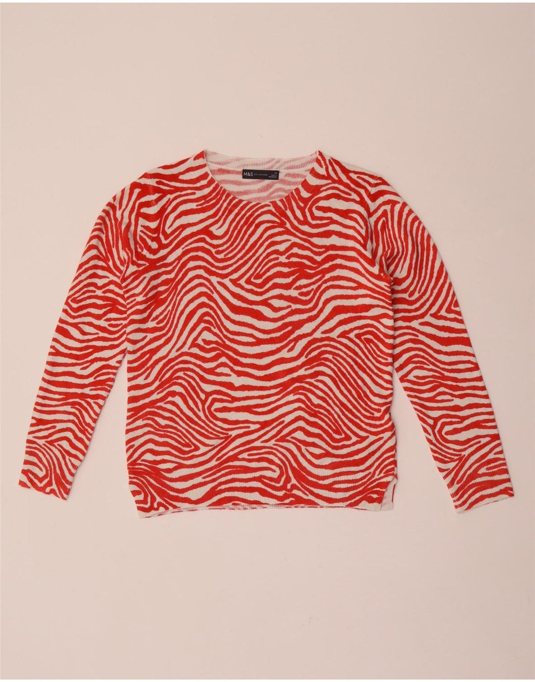 Marks & Spencer Womens Crew Neck Jumper Sweater UK 10 Small Red