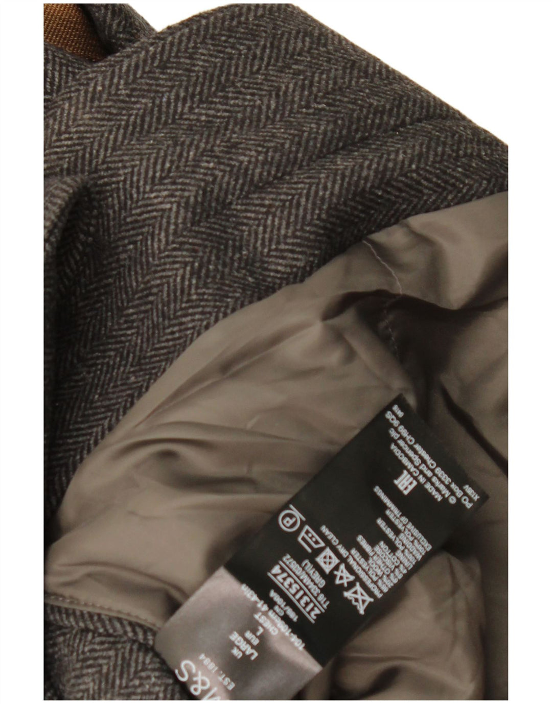 Marks & Spencer Mens Overcoat UK 40 Large Grey Herringbone Classic
