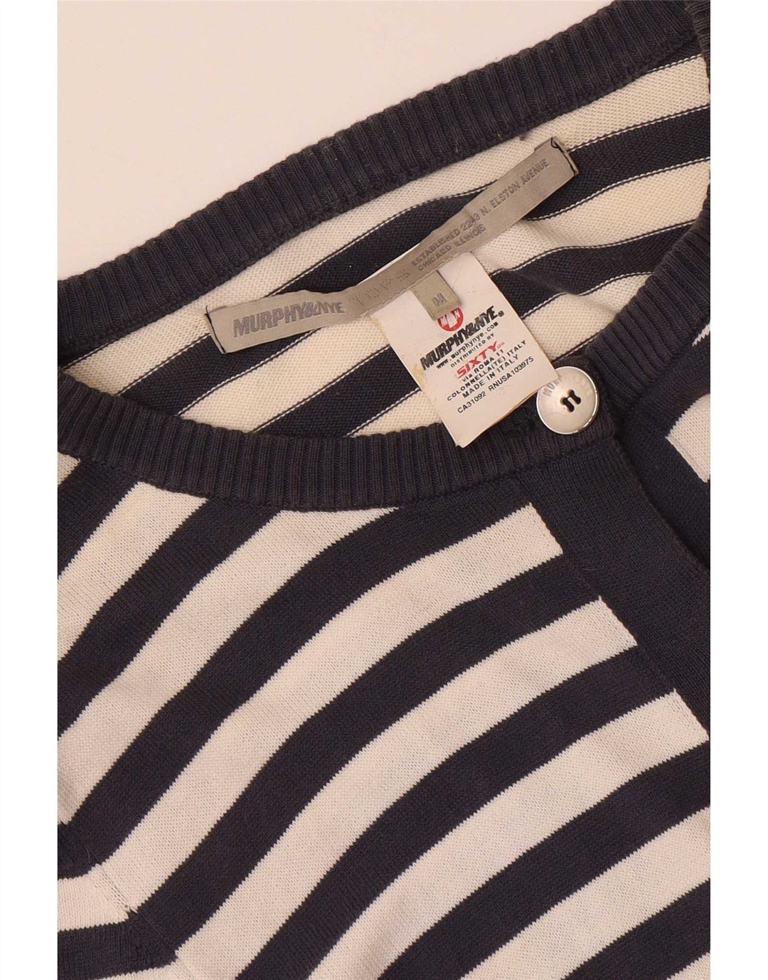 Murphy & Nye Womens Cardigan Sweater UK 12 Medium Navy Blue Nautical