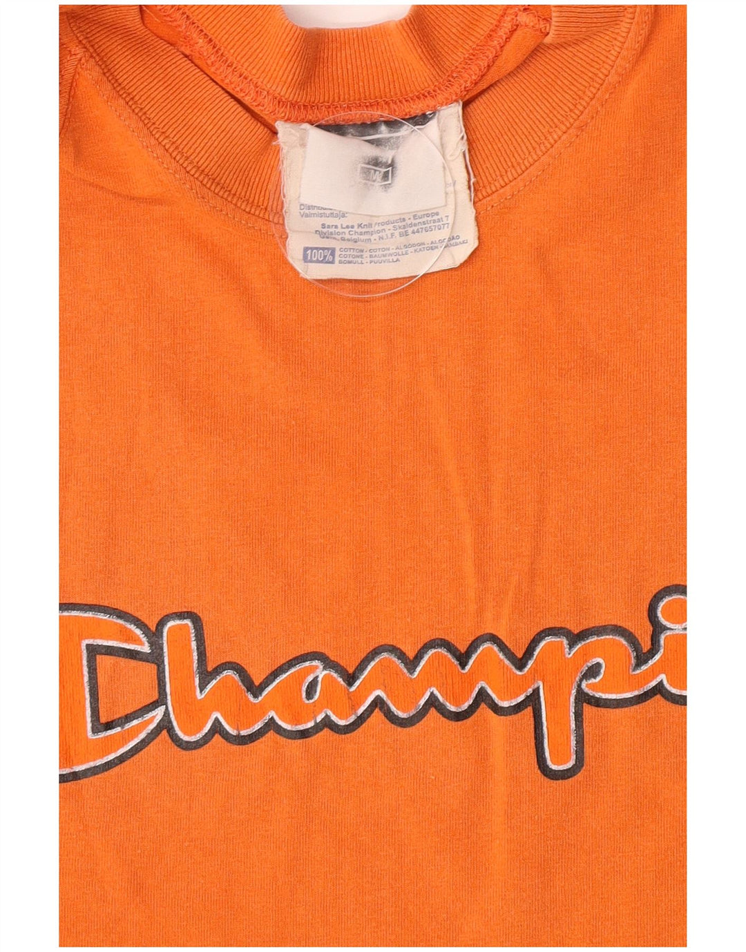 Champion Mens Graphic T-Shirt Top Medium Orange Cotton