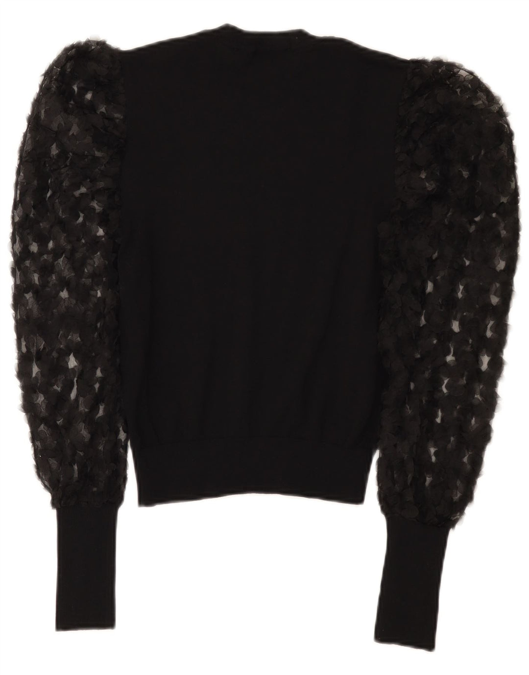Zara Womens Crop Top Long Sleeve UK 8 Small Black Floral