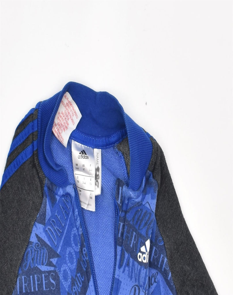 ADIDAS Boys Crazy Pattern Tracksuit Top Jacket 3-4 Years Blue Colourblock | Vintage | Thrift | Second-Hand | Used Clothing | Messina Hembry 