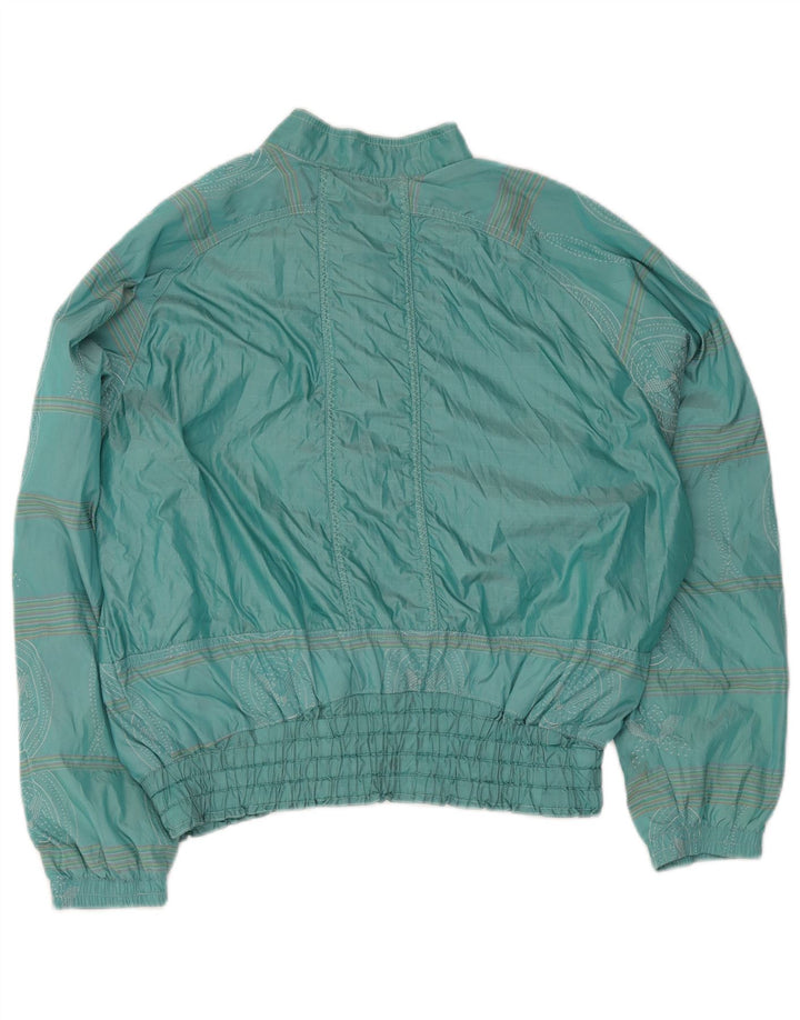 Ellesse Womens Tracksuit Top Jacket IT 44 Medium Green Paisley Cotton