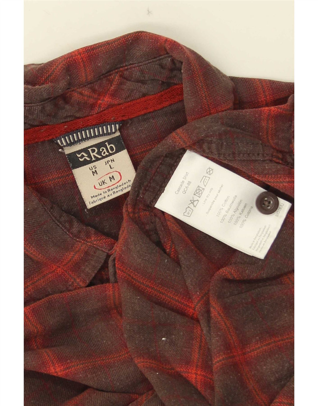 Rab Mens Flannel Shirt Medium Red Check Cotton