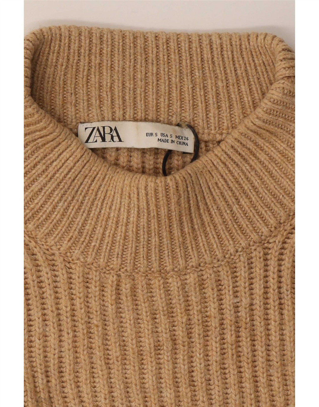 Zara Womens Oversized Crew Neck Jumper Sweater UK 10 Small Brown