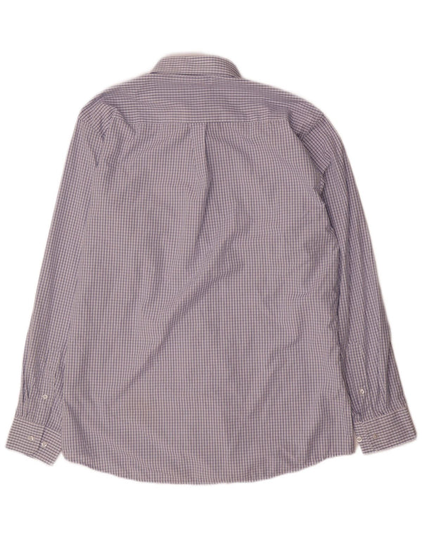 Chaps Mens Regular Fit Shirt Size 16 16.5 Large Blue Gingham Viscose