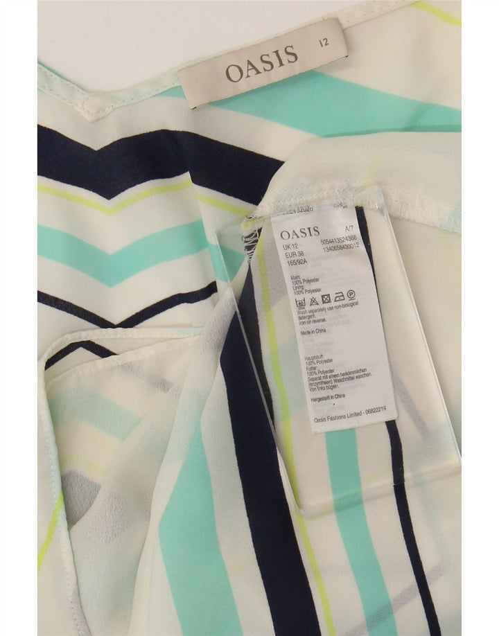 Oasis Womens Sleeveless Blouse Top UK 12 Medium White Striped Polyester