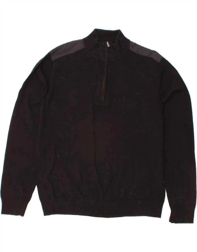 MICHAEL KORS Mens Zip Neck Sweatshirt Jumper XL Black Colourblock Cotton Vintage Michael Kors and Second-Hand Michael Kors from Messina Hembry 