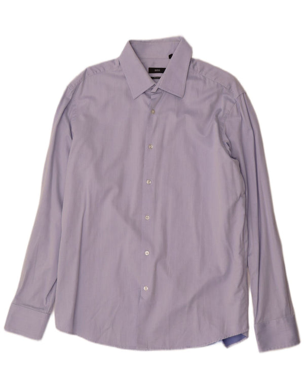 Hugo Boss Mens Regular Fit Shirt Size 44 17 1/2 XL Blue Cotton
