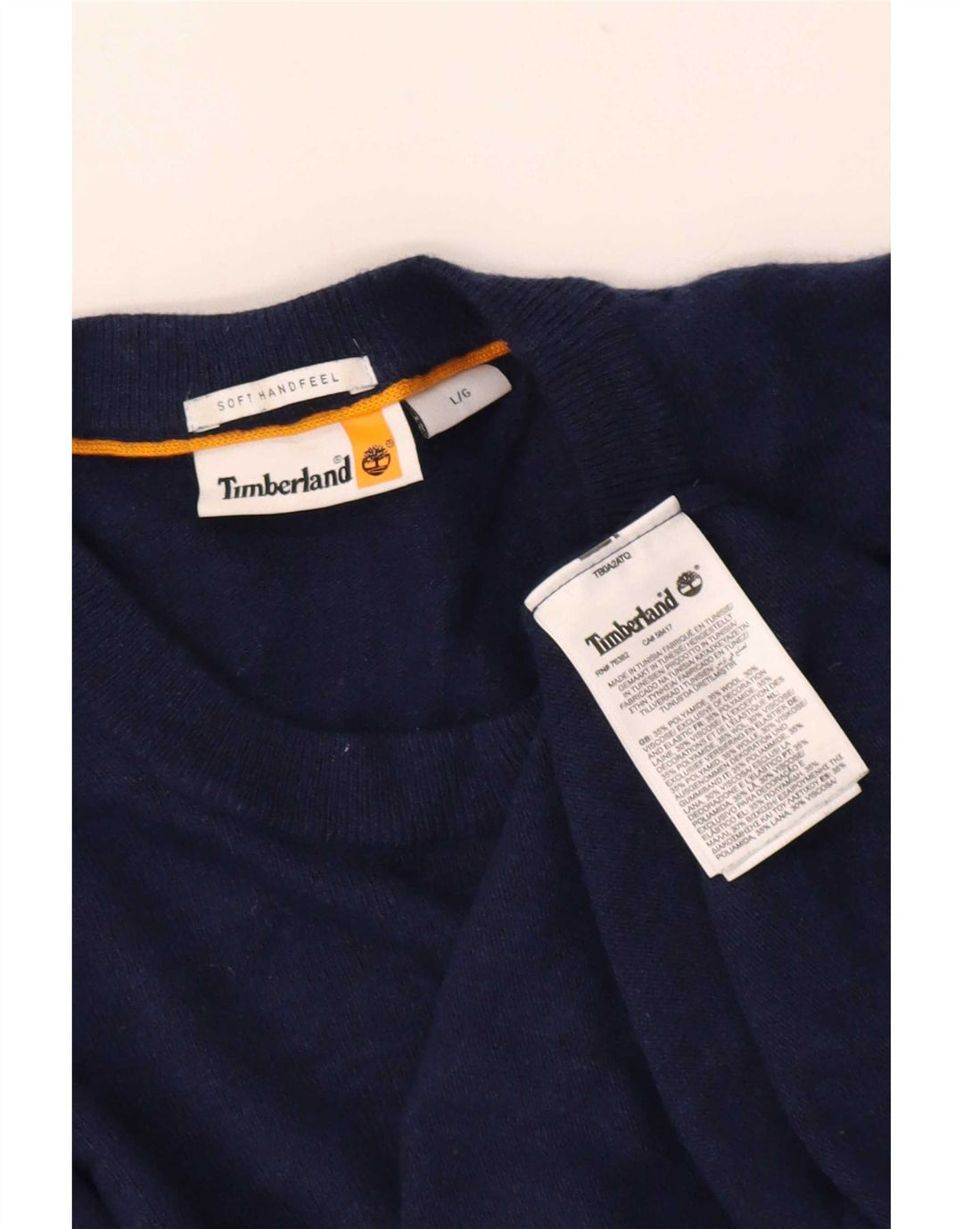 Timberland Mens Crew Neck Jumper Sweater Large Navy Blue Polyamide