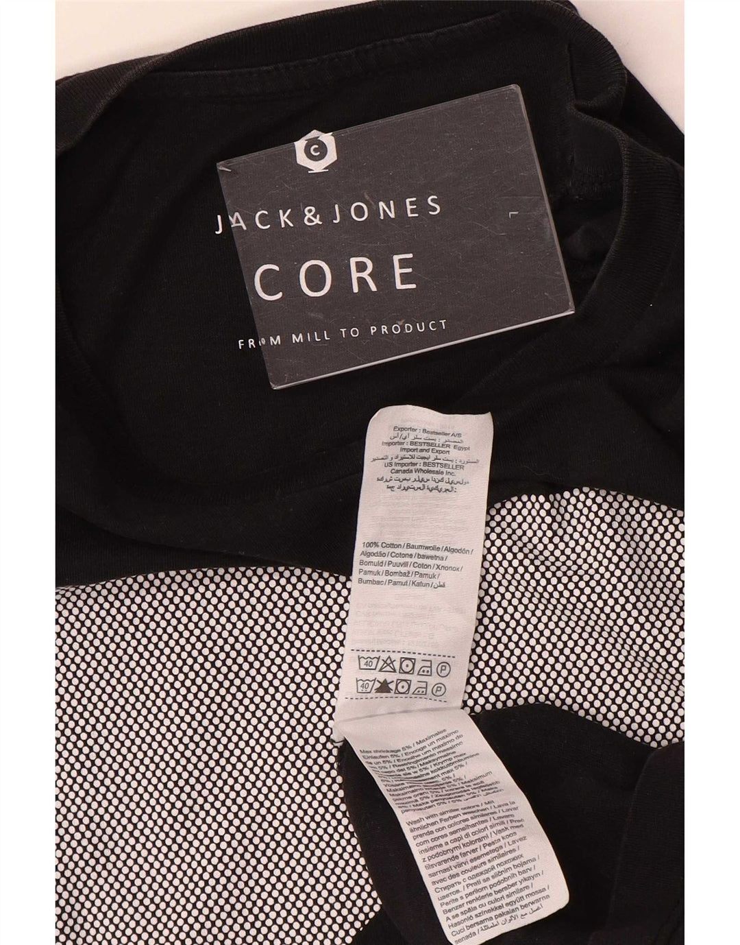 Jack & Jones Mens Graphic T-Shirt Top Large Black Cotton