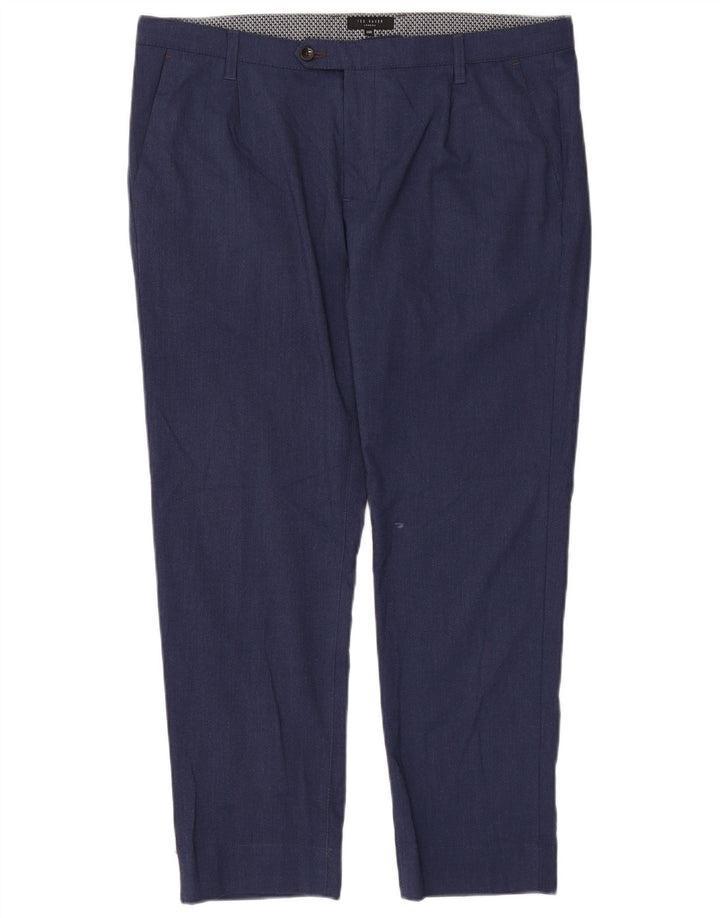 Ted Baker Mens Slim Suit Trousers W36 L28 Navy Blue Polyester