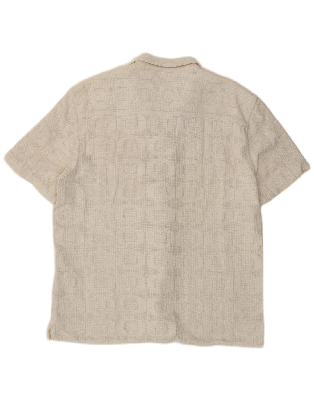 Zara Mens Short Sleeve Shirt XL White Geometric Cotton