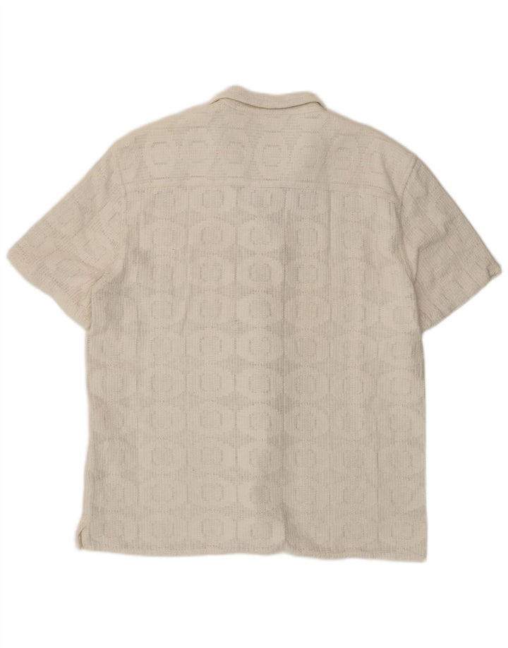 Zara Mens Short Sleeve Shirt XL White Geometric Cotton