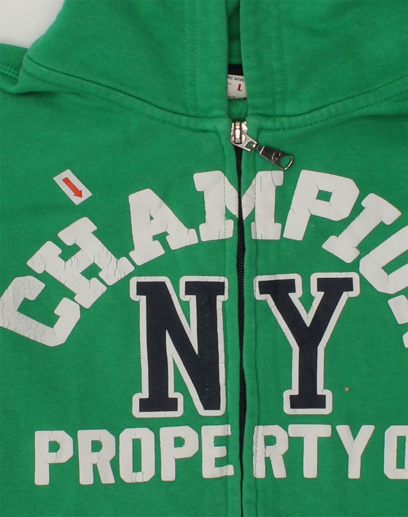 CHAMPION Boys Graphic Zip Hoodie Sweater 11-12 Years Large  Green Cotton | Vintage Champion | Thrift | Second-Hand Champion | Used Clothing | Messina Hembry 