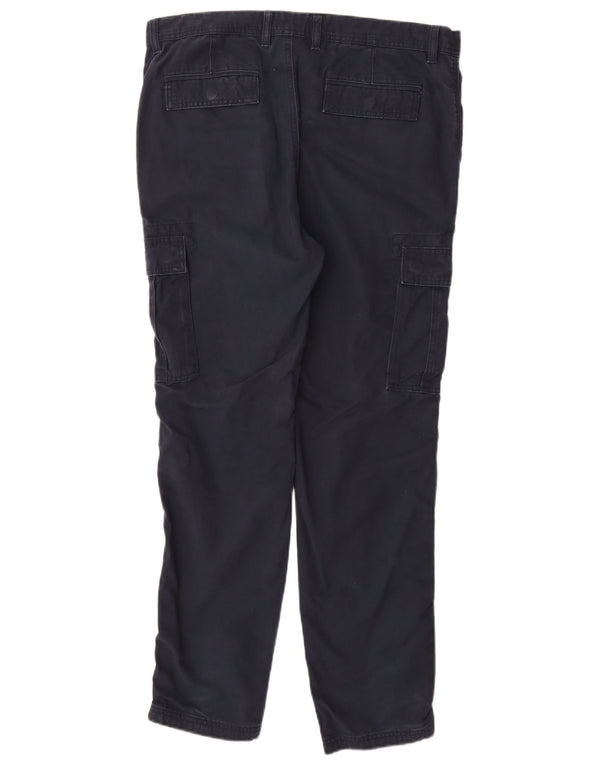 Marks & Spencer Mens Tapered Cargo Trousers W36 L33 Navy Blue Cotton