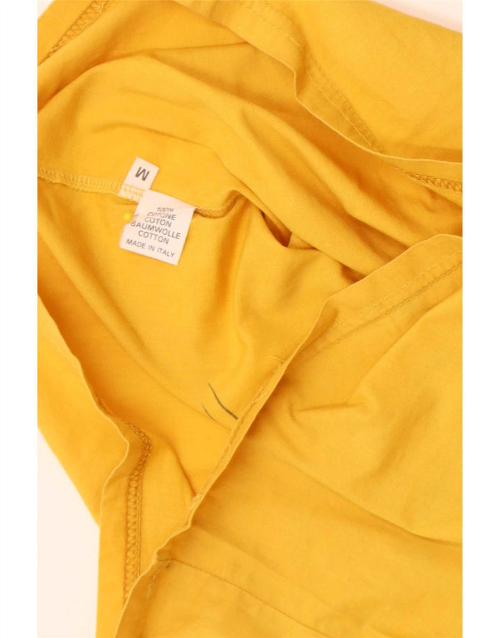 Vintage Womens Graphic Blouse Top UK 14 Medium Yellow Cotton