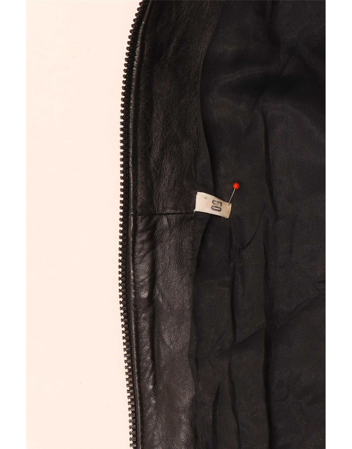Vintage Womens Oversized Leather Jacket IT 50 XL Black