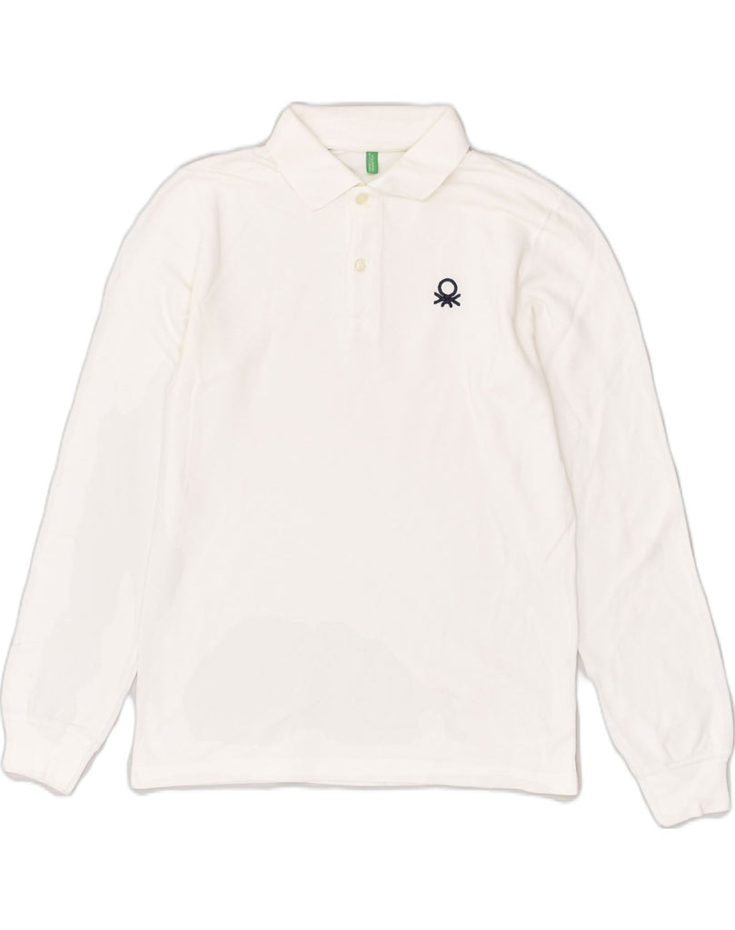 BENETTON Boys Long Sleeve Polo Shirt 10-11 Years White | Vintage Benetton | Thrift | Second-Hand Benetton | Used Clothing | Messina Hembry 