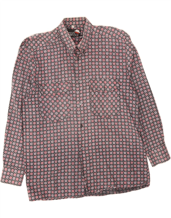 VINTAGE Mens Abstract Pattern Shirt Size 39/40 Medium Grey Cotton Vintage Vintage and Second-Hand Vintage from Messina Hembry 