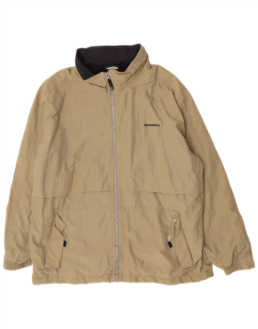 Diadora Mens Hooded Raincoat UK 40 Large Khaki Polyamide