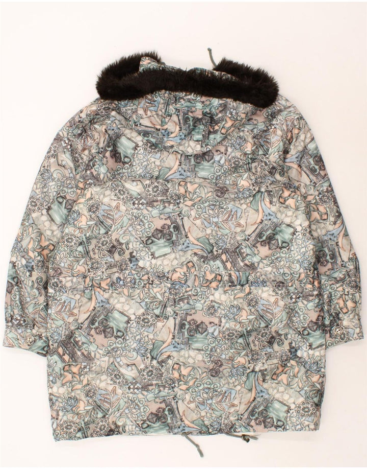 VINTAGE Womens Graphic Hooded Windbreaker Coat EU 44 XL Multicoloured Vintage Vintage and Second-Hand Vintage from Messina Hembry 
