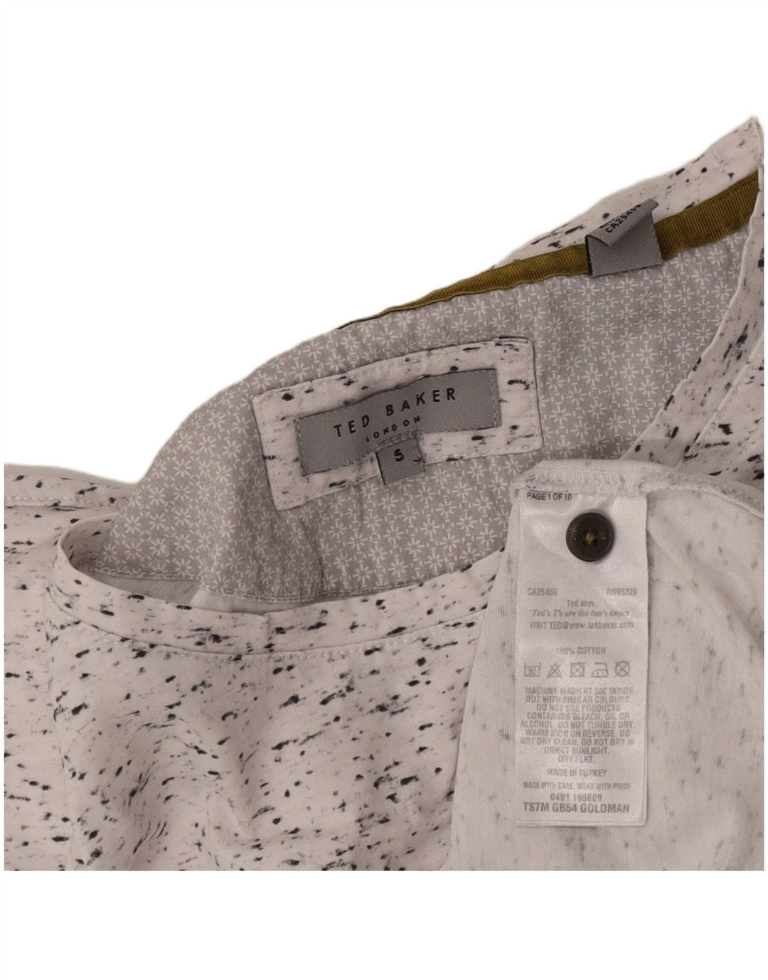 Ted Baker Mens T-Shirt Top Size 5 XL White Flecked Cotton
