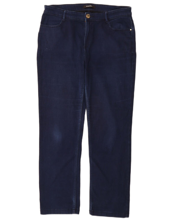 Marks & Spencer Womens Straight Jeans UK 14 Large W32 L30 Navy Blue Cotton