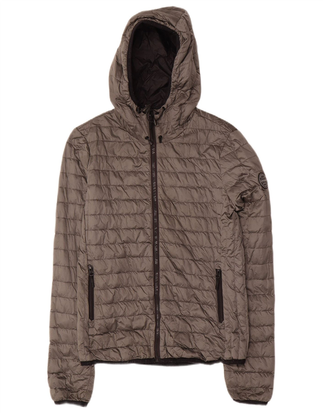 SUPERDRY Womens Hooded Padded Jacket UK 10 Small Grey Nylon