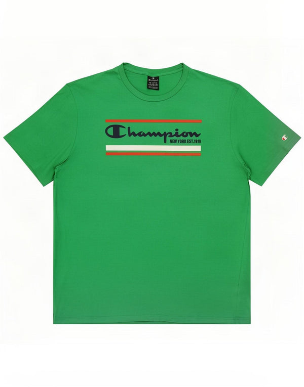 Champion Mens Graphic T-Shirt Top 3XL Green Cotton