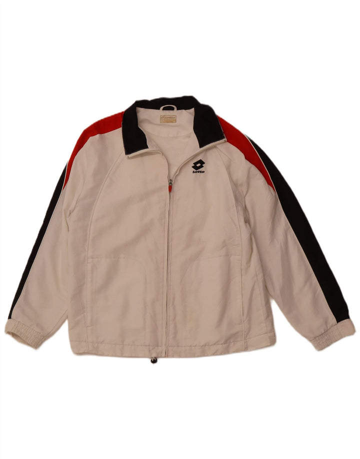 LOTTO Womens Tracksuit Top Jacket UK 16 Large White Colourblock Polyester