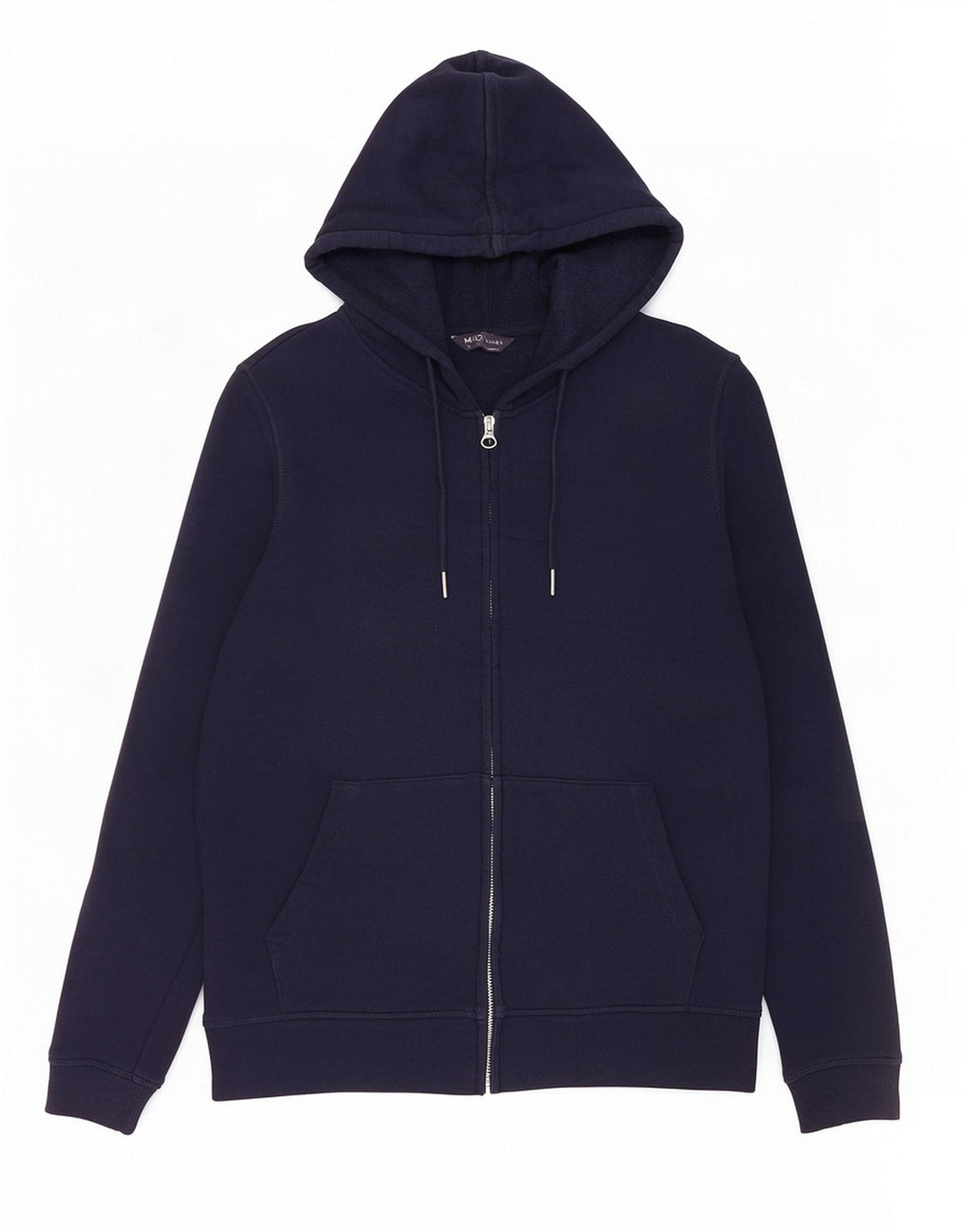 Marks & Spencer Womens Zip Hoodie Sweater UK 12 Medium Navy Blue Cotton